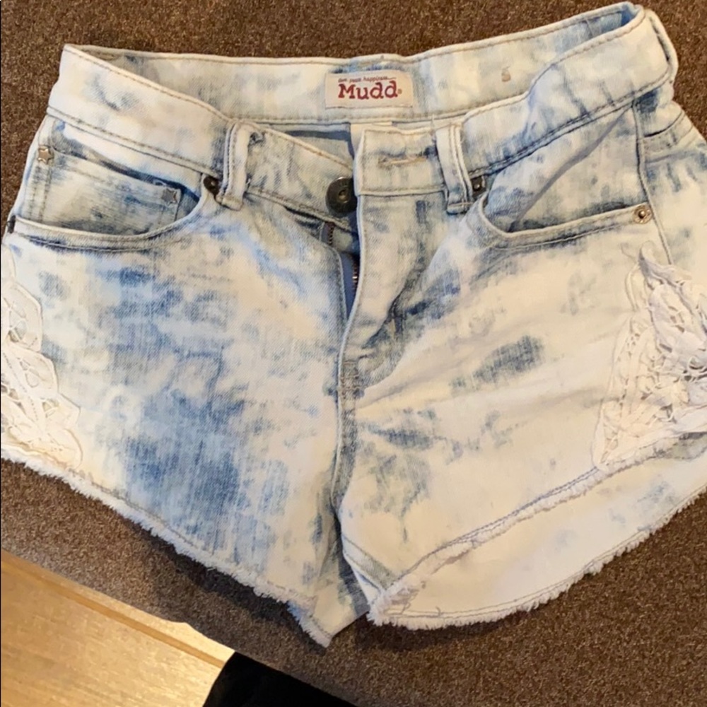 Tie dye jean shorts